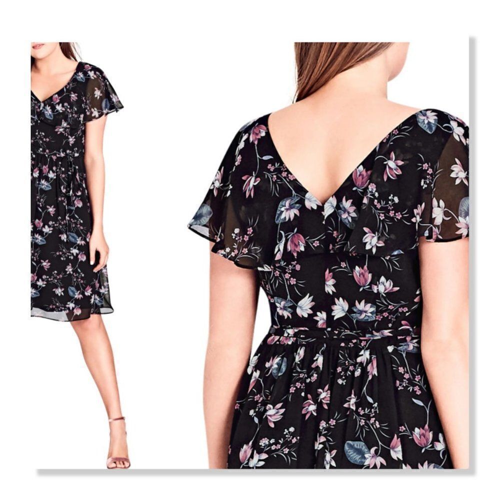 City Chic 'Sweet Jasmine' Fit & Flare Dress - size 16 - Picture 3 of 15
